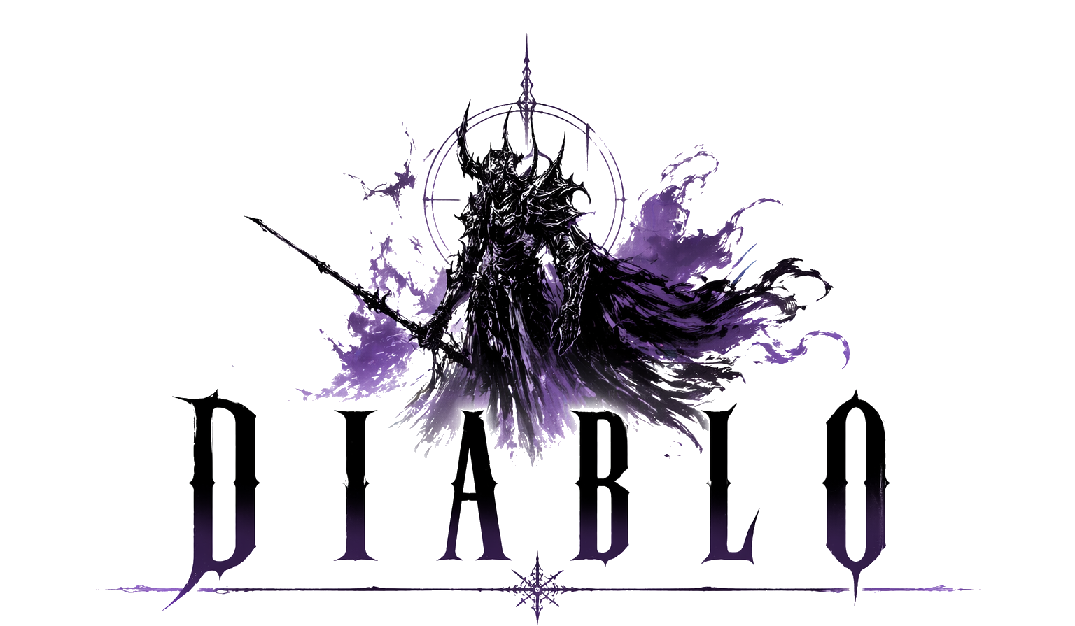 Diablo, an FFXI private server — ornate wordmark over an arcane sigil